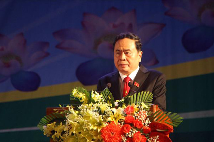 Phó Chủ tịch Thường trực Quốc hội Trần Thanh Mẫn, Chủ tịch Nhóm Nghị sĩ hữu nghị Việt Nam-Lào phát biểu tại lễ khai mạc - Ảnh: TTXVN