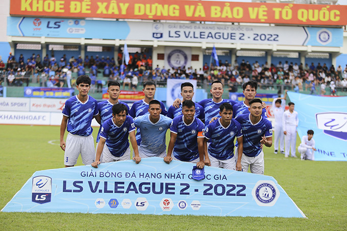 Đội hình Khánh Hòa FC ra sân trong trận đấu giành vé thăng hạng.