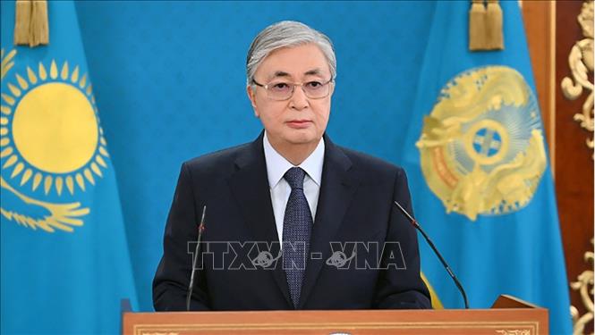 Tổng thống Kazakhstan Kassym-Jomart Tokayev phát biểu tại Alamaty, ngày 7/1/2022. Ảnh minh họa: AFP/TTXVN