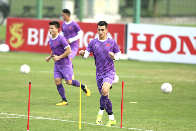 Các cầu thủ đội tuyển Việt Nam chuẩn bị cho trận cuối cùng vòng bảng. Nguồn: VFF