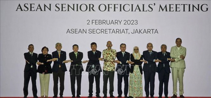 Trưởng SOM ASEAN của các nước thành viên tại trụ sở Ban Thư ký ASEAN ở Jakarta. Ảnh: TTXVN.